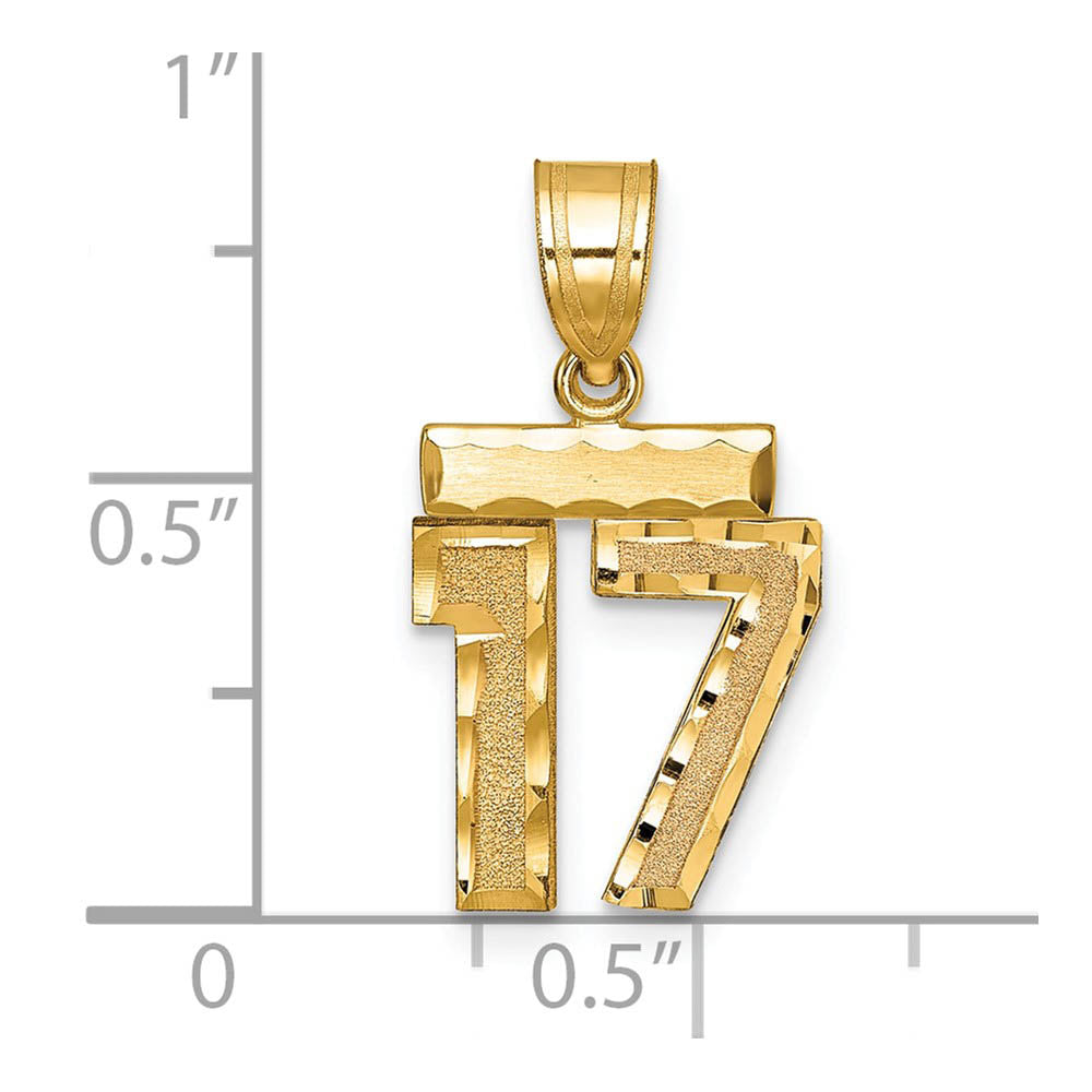 Alternate view of the 14k Yellow Gold, Varsity Collection, Small D/C Pendant Number 17 by The Black Bow Jewelry Co.