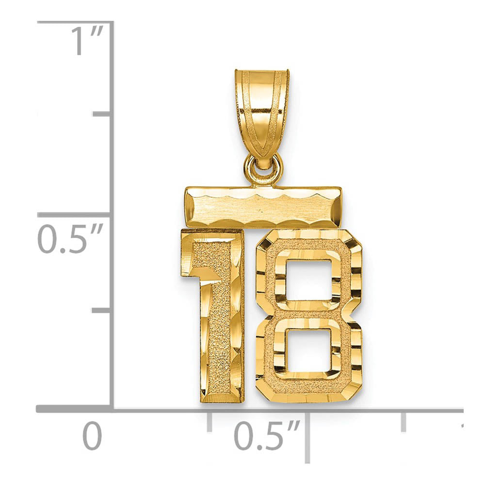 Alternate view of the 14k Yellow Gold, Varsity Collection, Small D/C Pendant Number 18 by The Black Bow Jewelry Co.