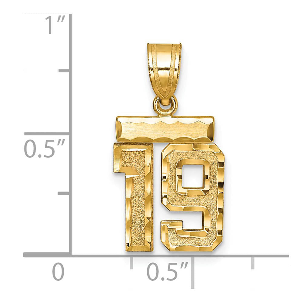Alternate view of the 14k Yellow Gold, Varsity Collection, Small D/C Pendant Number 19 by The Black Bow Jewelry Co.