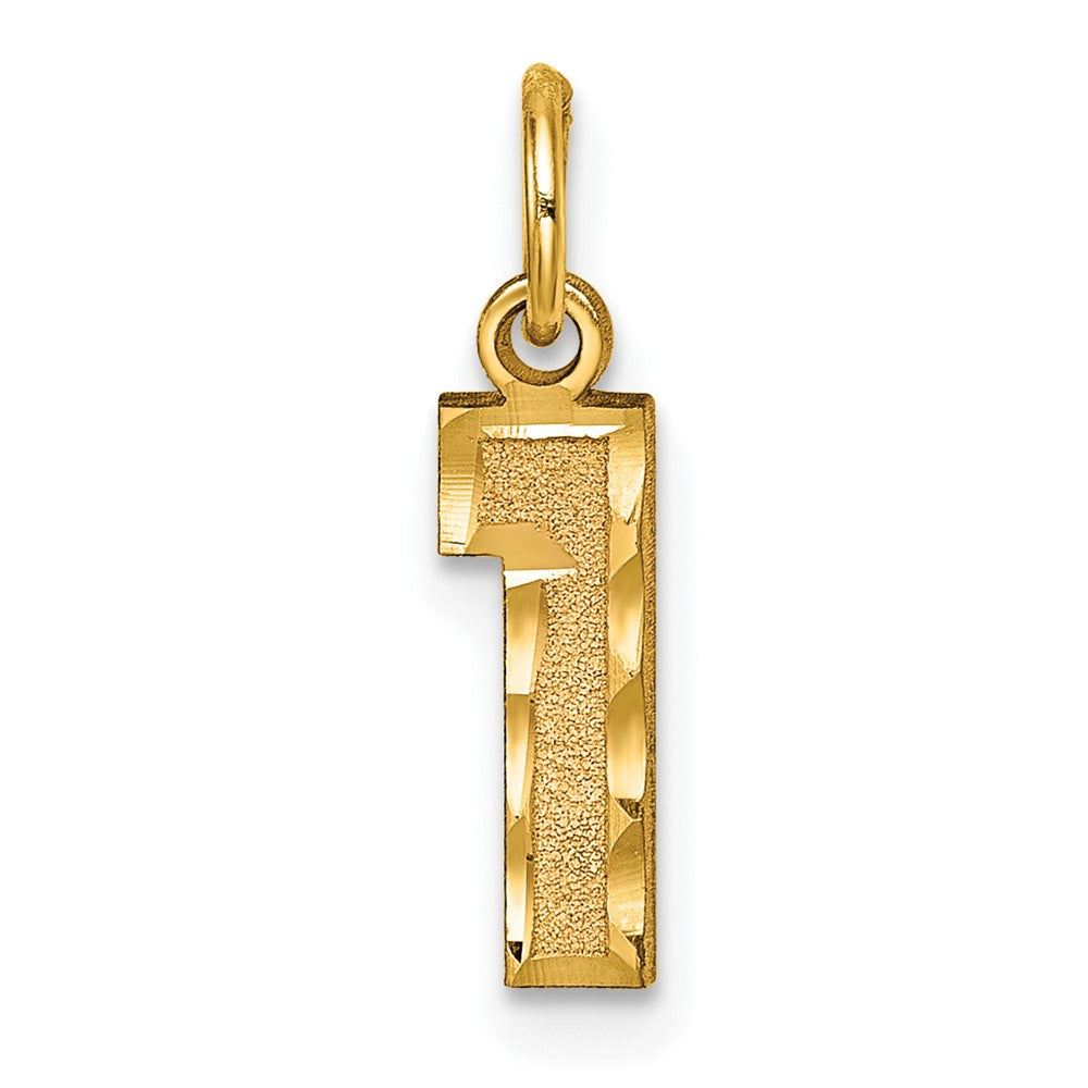 14k Yellow Gold, Varsity Collection, Small D/C Pendant Number 1, Item P10408-1 by The Black Bow Jewelry Co.