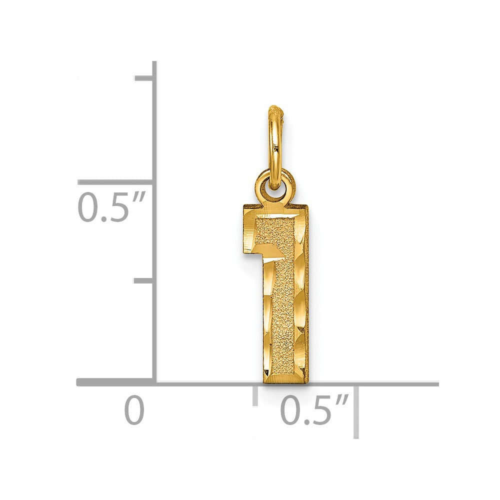 Alternate view of the 14k Yellow Gold, Varsity Collection, Small D/C Pendant Number 1 by The Black Bow Jewelry Co.