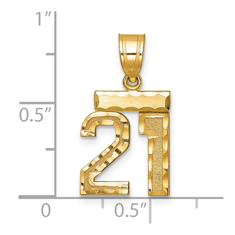 Alternate view of the 14k Yellow Gold, Varsity Collection, Small D/C Pendant Number 21 by The Black Bow Jewelry Co.