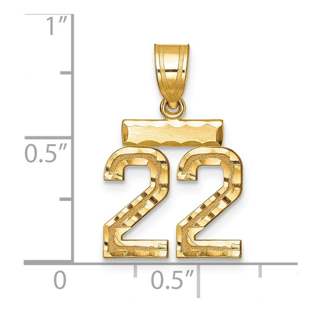 Alternate view of the 14k Yellow Gold, Varsity Collection, Small D/C Pendant Number 22 by The Black Bow Jewelry Co.