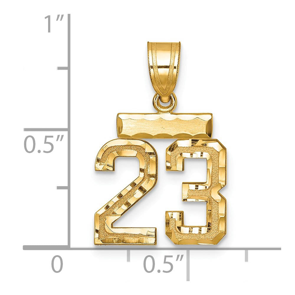 Alternate view of the 14k Yellow Gold, Varsity Collection, Small D/C Pendant Number 23 by The Black Bow Jewelry Co.