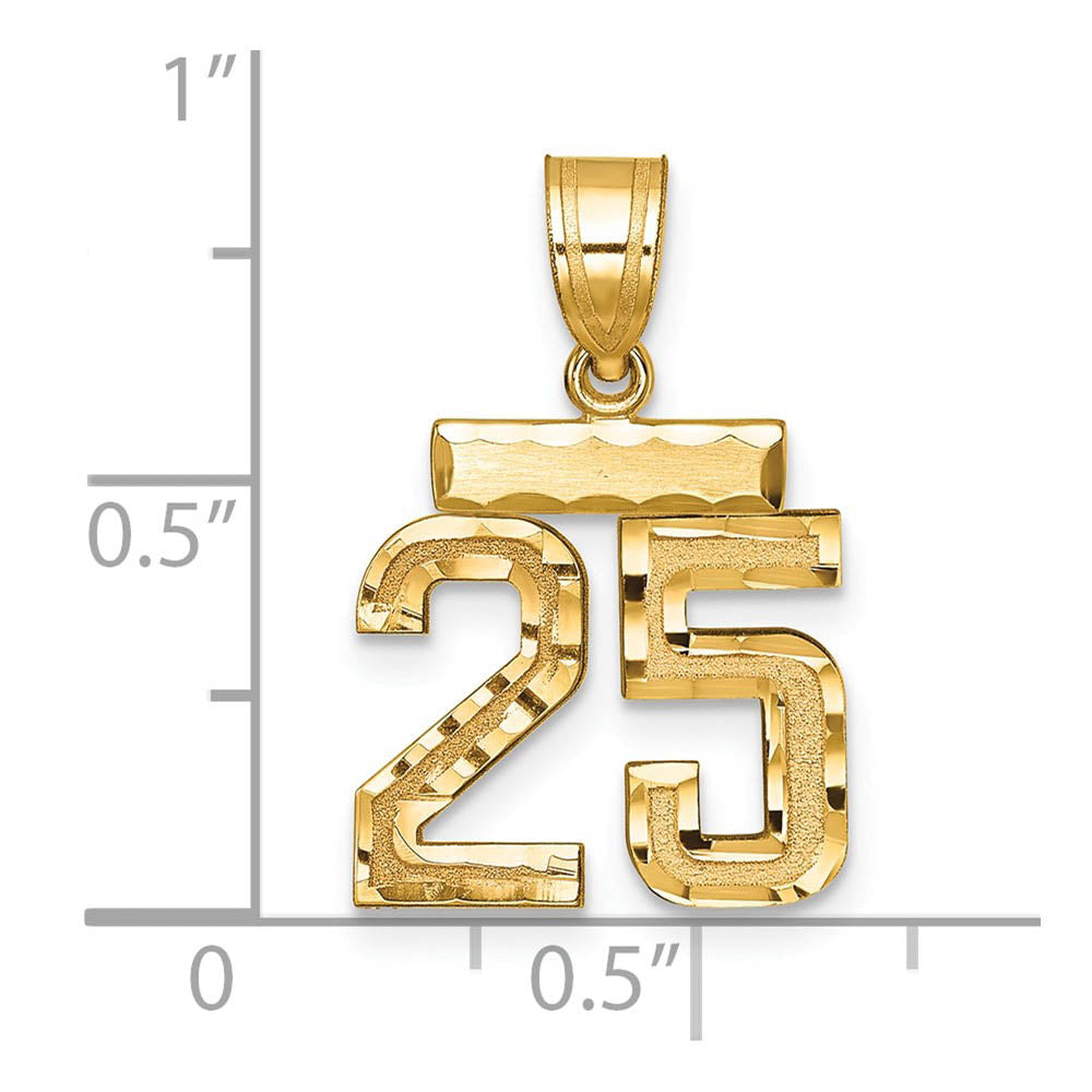 Alternate view of the 14k Yellow Gold, Varsity Collection, Small D/C Pendant Number 25 by The Black Bow Jewelry Co.