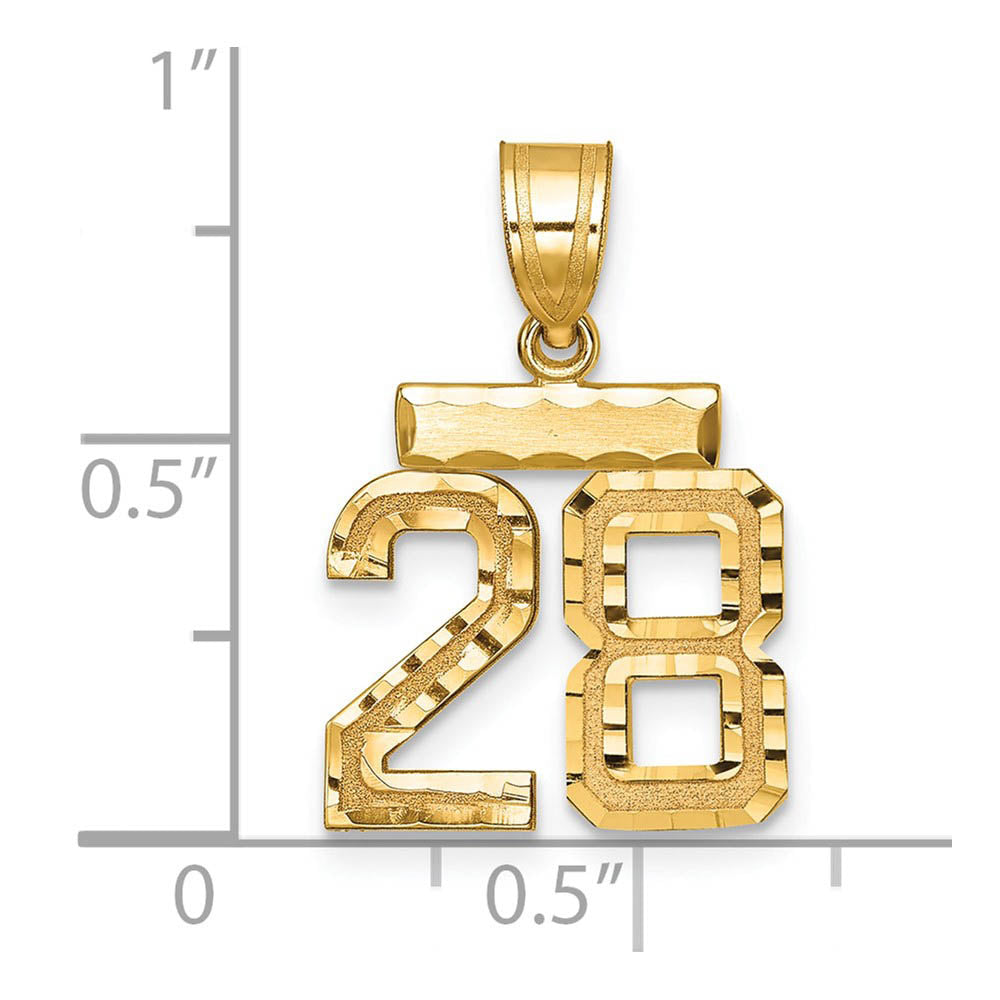 Alternate view of the 14k Yellow Gold, Varsity Collection, Small D/C Pendant Number 28 by The Black Bow Jewelry Co.