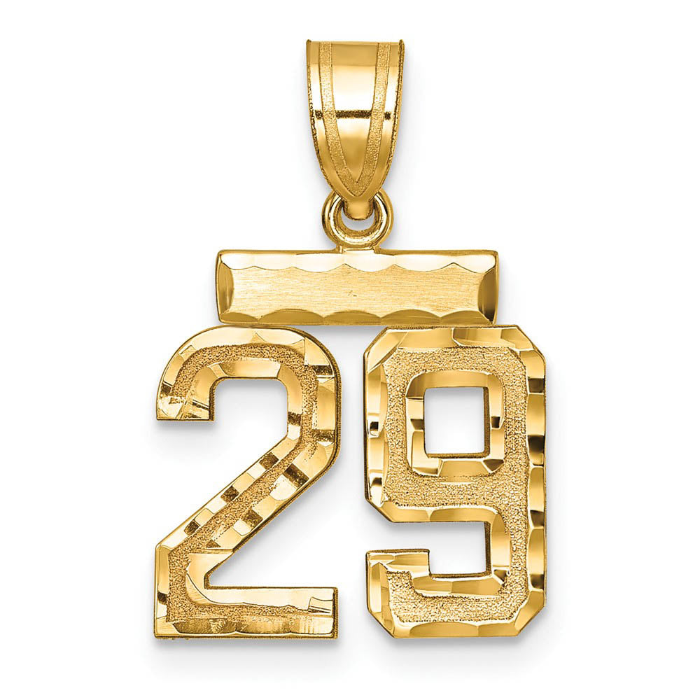 14k Yellow Gold, Varsity Collection, Small D/C Pendant Number 29, Item P10408-29 by The Black Bow Jewelry Co.