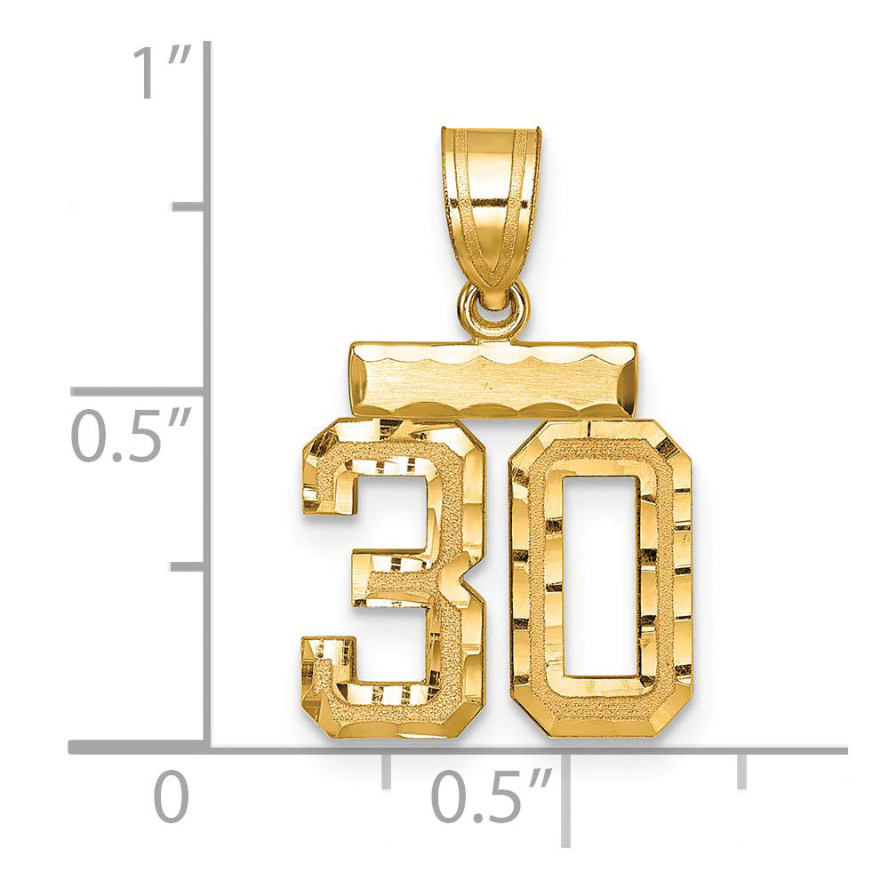 Alternate view of the 14k Yellow Gold, Varsity Collection, Small D/C Pendant Number 30 by The Black Bow Jewelry Co.
