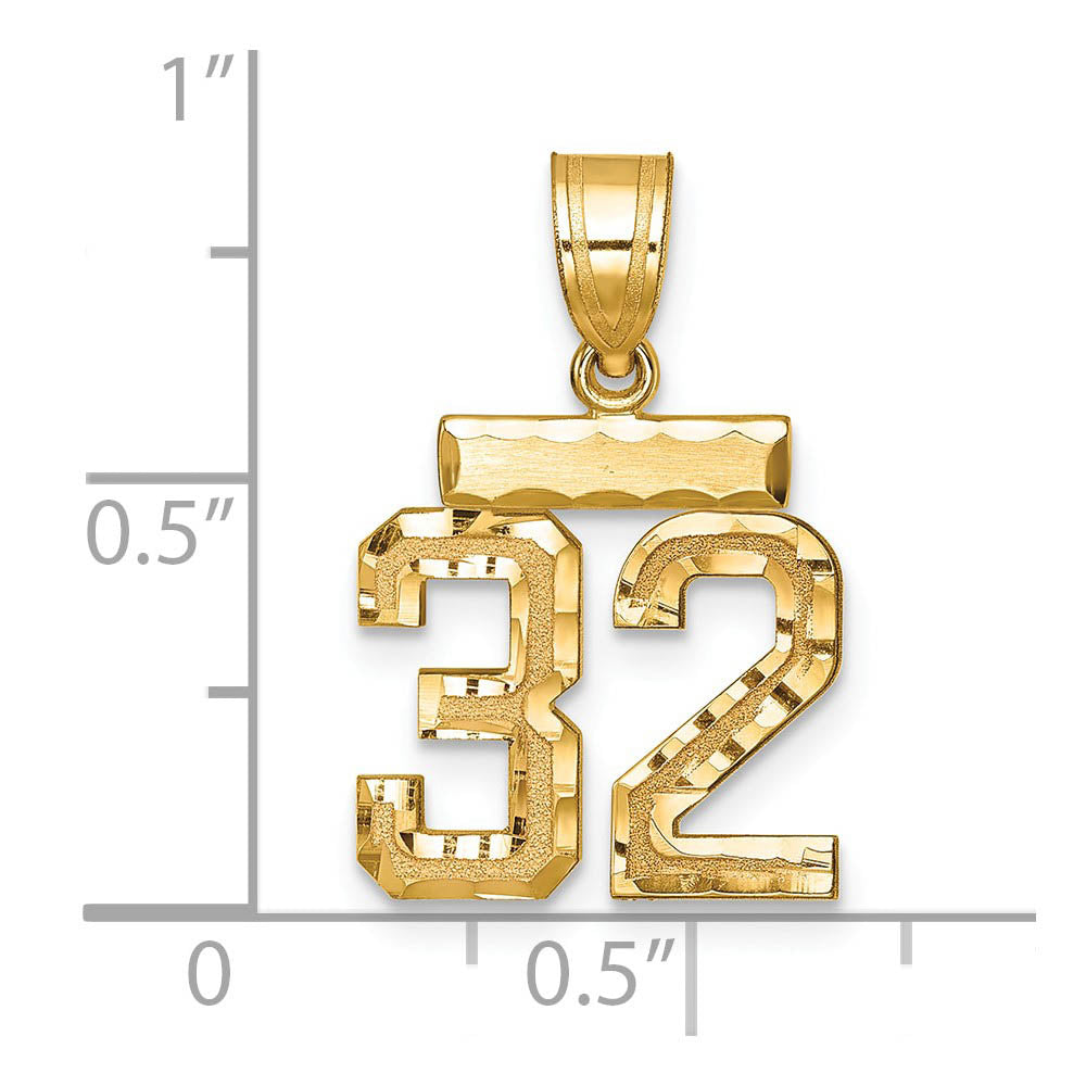 Alternate view of the 14k Yellow Gold, Varsity Collection, Small D/C Pendant Number 32 by The Black Bow Jewelry Co.