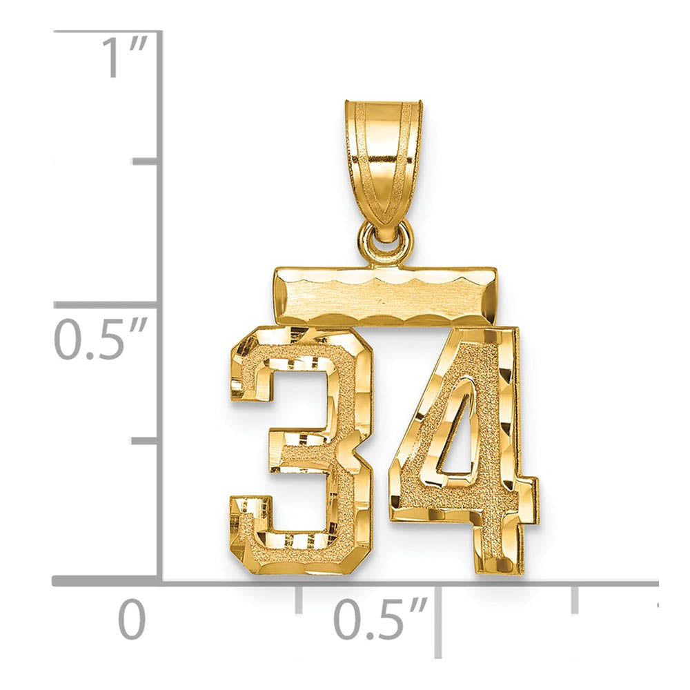 Alternate view of the 14k Yellow Gold, Varsity Collection, Small D/C Pendant Number 34 by The Black Bow Jewelry Co.