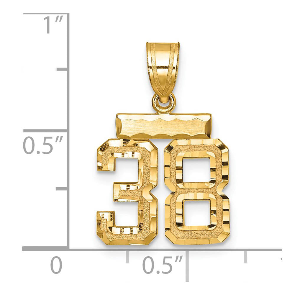Alternate view of the 14k Yellow Gold, Varsity Collection, Small D/C Pendant Number 38 by The Black Bow Jewelry Co.