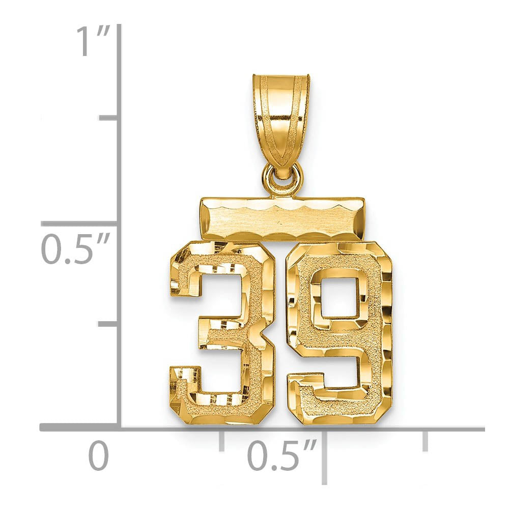 Alternate view of the 14k Yellow Gold, Varsity Collection, Small D/C Pendant Number 39 by The Black Bow Jewelry Co.