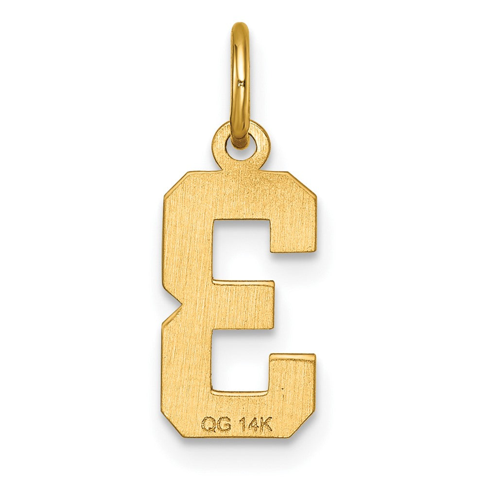 Alternate view of the 14k Yellow Gold, Varsity Collection, Small D/C Pendant Number 3 by The Black Bow Jewelry Co.