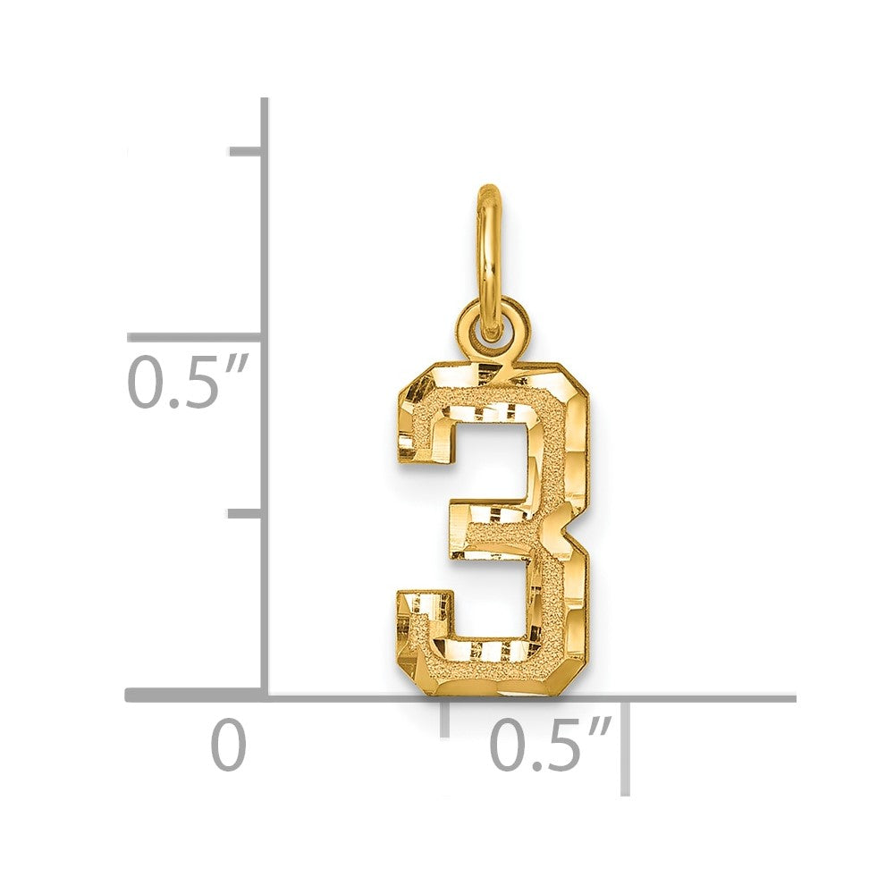 Alternate view of the 14k Yellow Gold, Varsity Collection, Small D/C Pendant Number 3 by The Black Bow Jewelry Co.