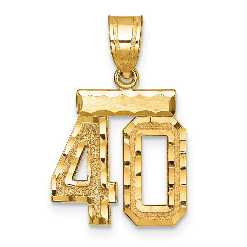 14k Yellow Gold, Varsity Collection, Small D/C Pendant Number 40, Item P10408-40 by The Black Bow Jewelry Co.