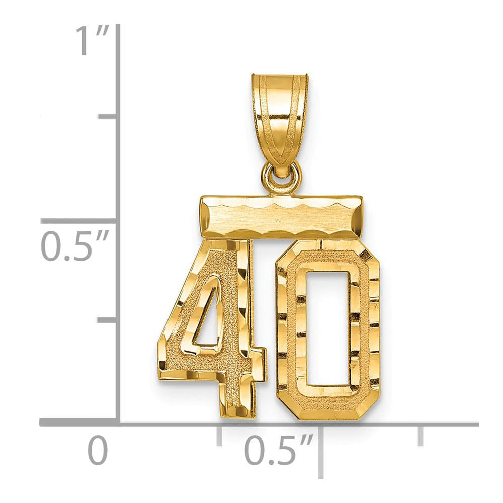 Alternate view of the 14k Yellow Gold, Varsity Collection, Small D/C Pendant Number 40 by The Black Bow Jewelry Co.