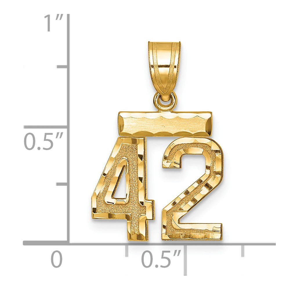 Alternate view of the 14k Yellow Gold, Varsity Collection, Small D/C Pendant Number 42 by The Black Bow Jewelry Co.