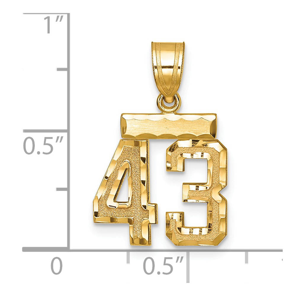 Alternate view of the 14k Yellow Gold, Varsity Collection, Small D/C Pendant Number 43 by The Black Bow Jewelry Co.