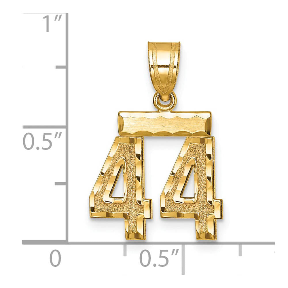 Alternate view of the 14k Yellow Gold, Varsity Collection, Small D/C Pendant Number 44 by The Black Bow Jewelry Co.