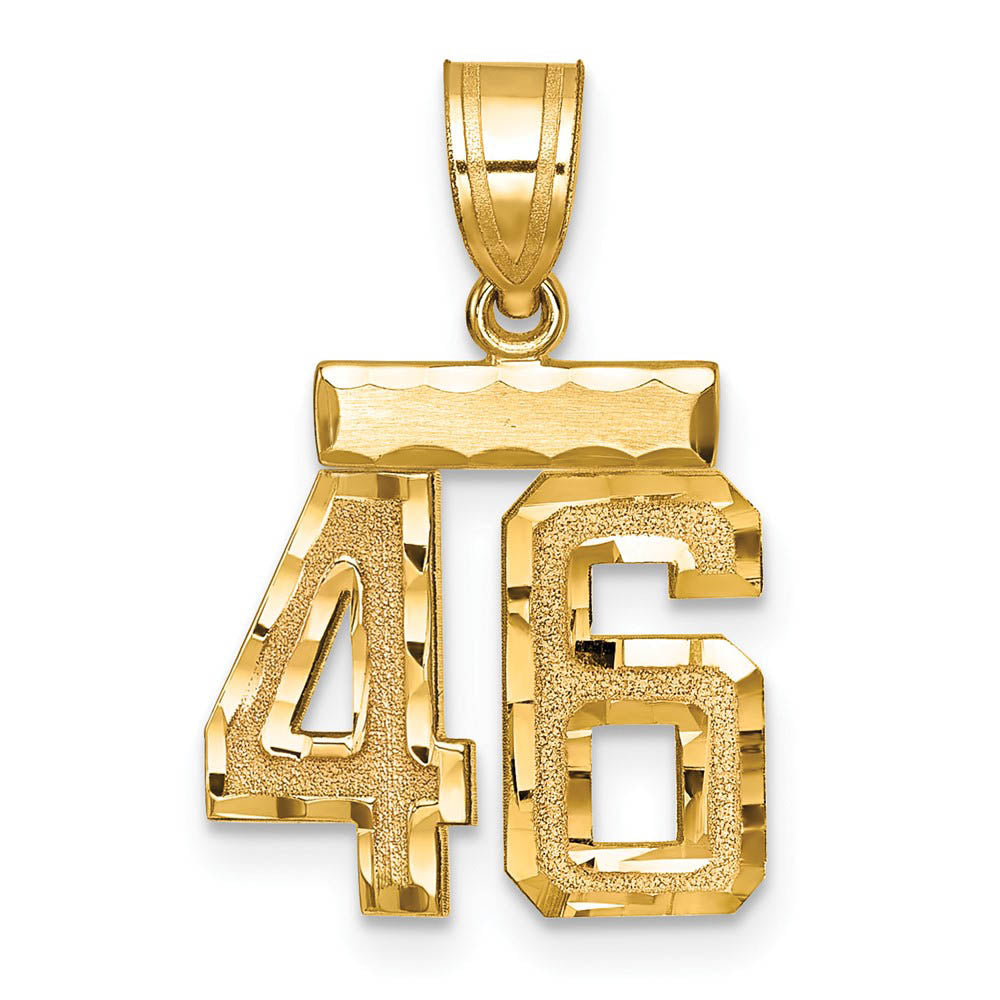 14k Yellow Gold, Varsity Collection, Small D/C Pendant Number 46, Item P10408-46 by The Black Bow Jewelry Co.
