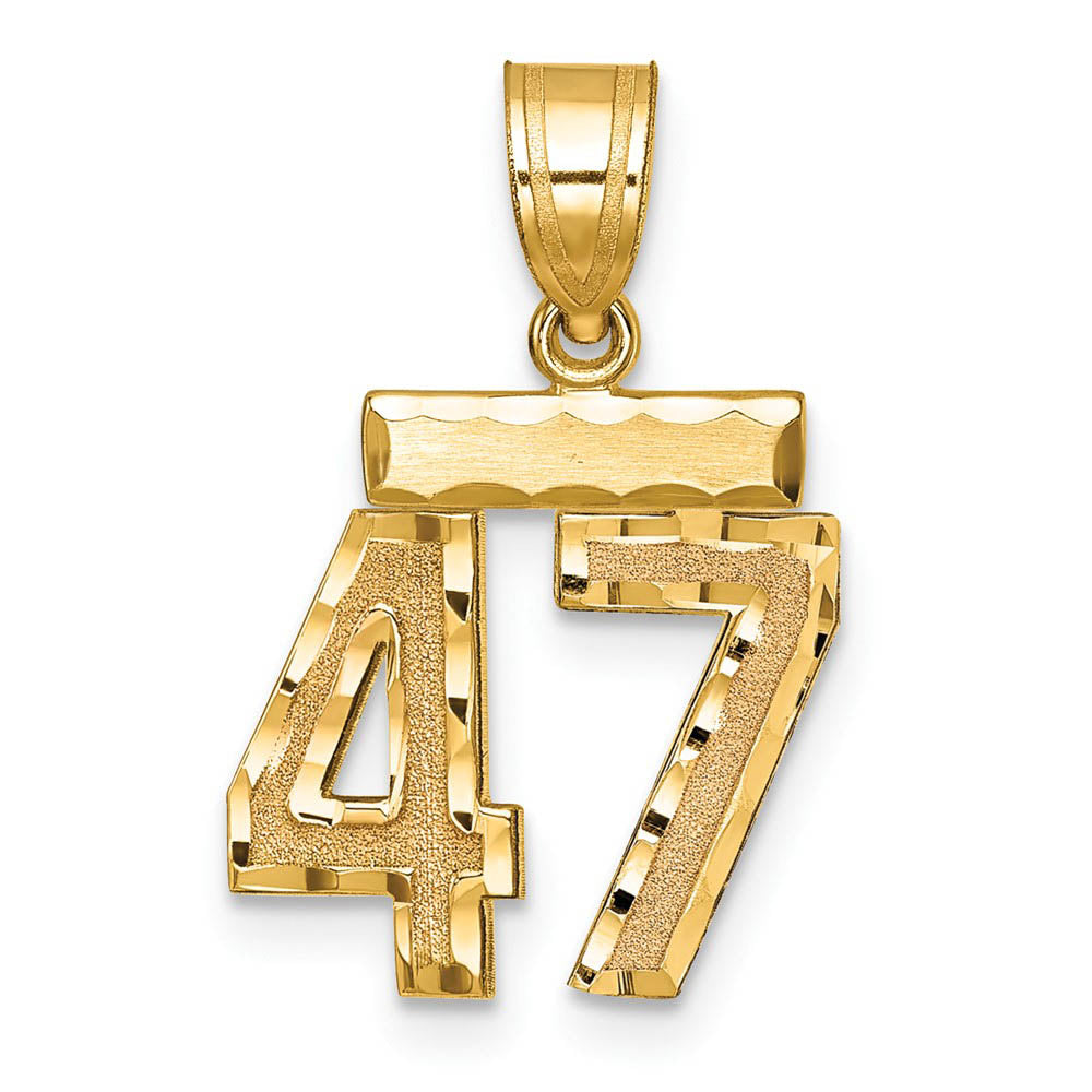 14k Yellow Gold, Varsity Collection, Small D/C Pendant Number 47, Item P10408-47 by The Black Bow Jewelry Co.