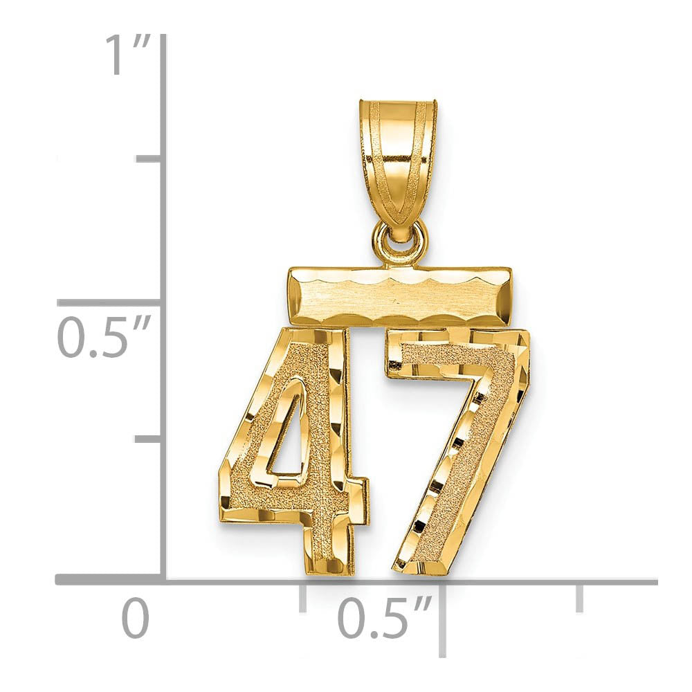 Alternate view of the 14k Yellow Gold, Varsity Collection, Small D/C Pendant Number 47 by The Black Bow Jewelry Co.