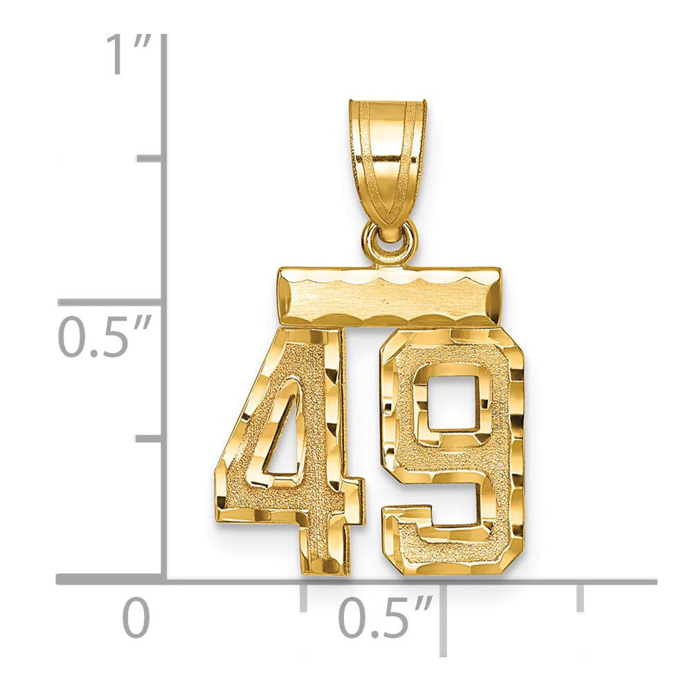 Alternate view of the 14k Yellow Gold, Varsity Collection, Small D/C Pendant Number 49 by The Black Bow Jewelry Co.