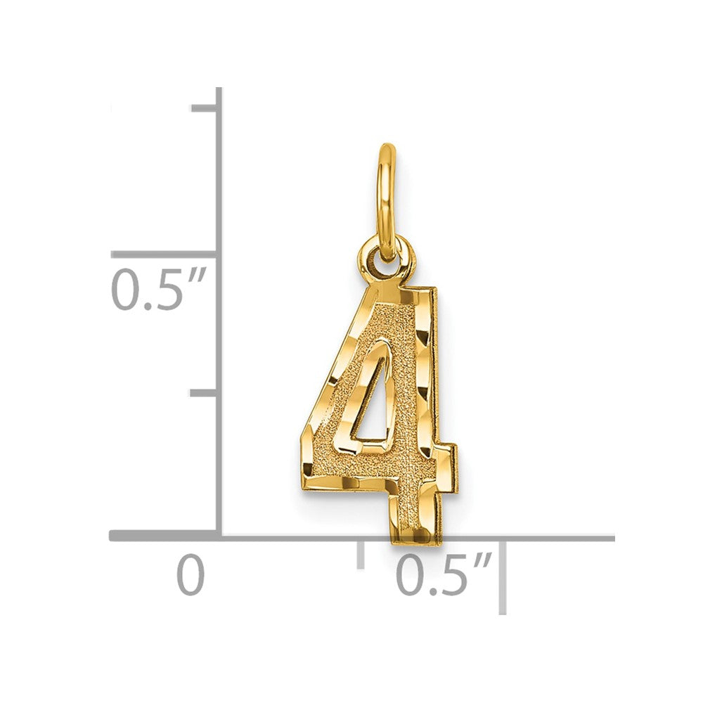 Alternate view of the 14k Yellow Gold, Varsity Collection, Small D/C Pendant Number 4 by The Black Bow Jewelry Co.