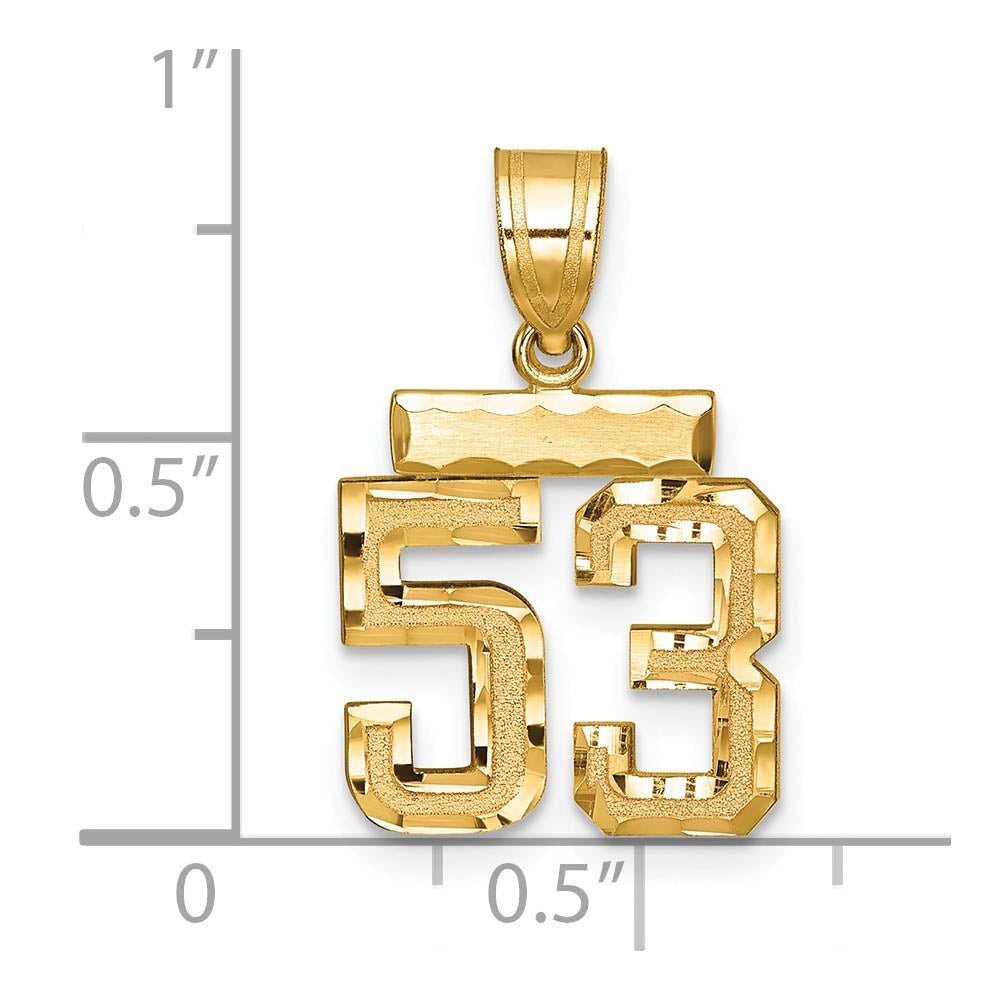 Alternate view of the 14k Yellow Gold, Varsity Collection, Small D/C Pendant Number 53 by The Black Bow Jewelry Co.