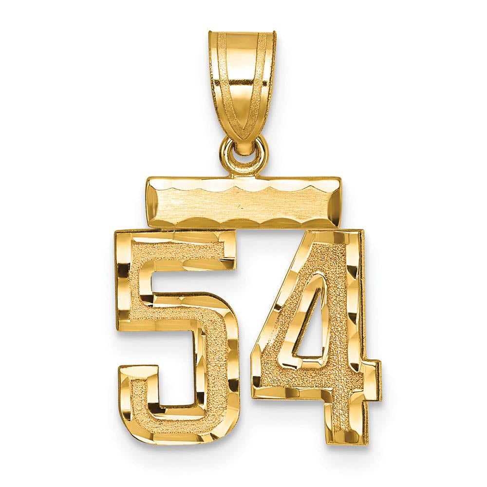14k Yellow Gold, Varsity Collection, Small D/C Pendant Number 54, Item P10408-54 by The Black Bow Jewelry Co.