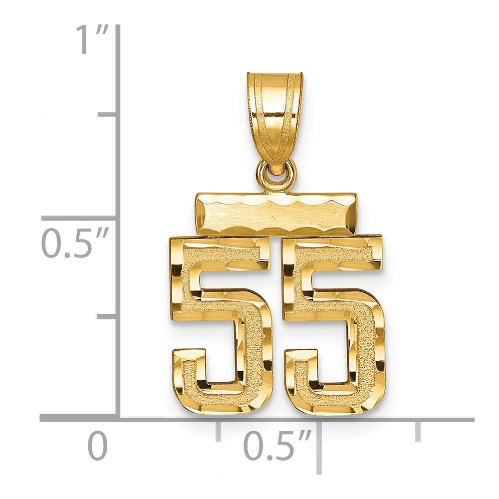 Alternate view of the 14k Yellow Gold, Varsity Collection, Small D/C Pendant Number 55 by The Black Bow Jewelry Co.