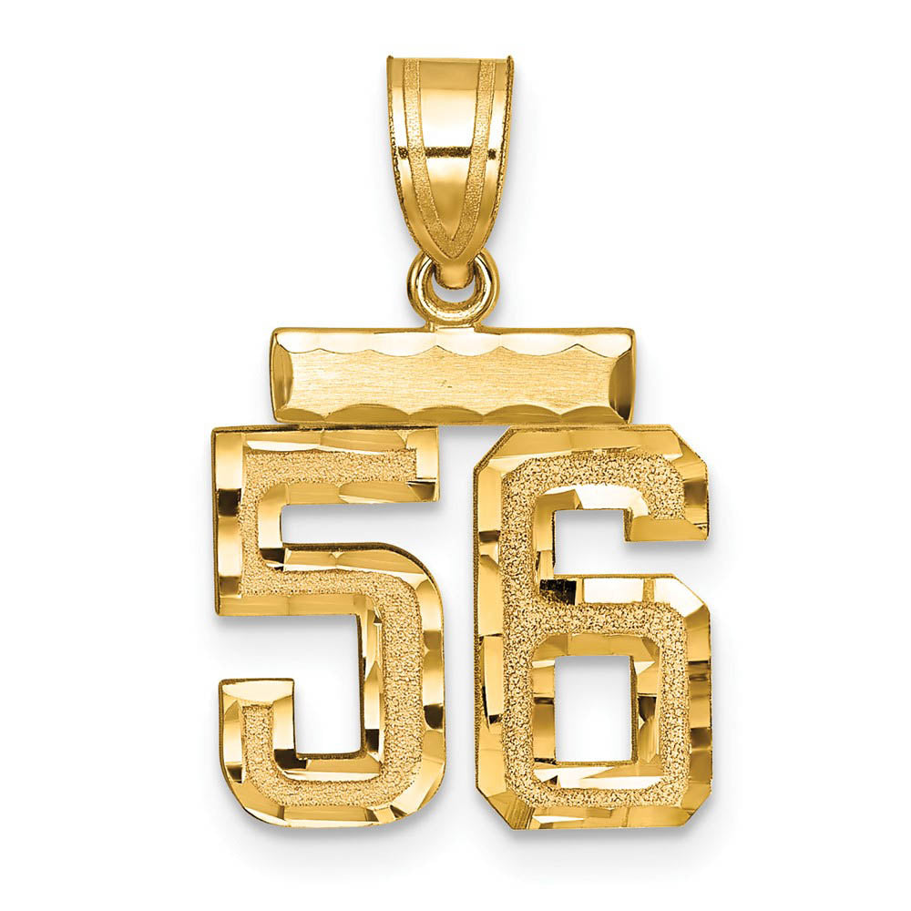 14k Yellow Gold, Varsity Collection, Small D/C Pendant Number 56, Item P10408-56 by The Black Bow Jewelry Co.