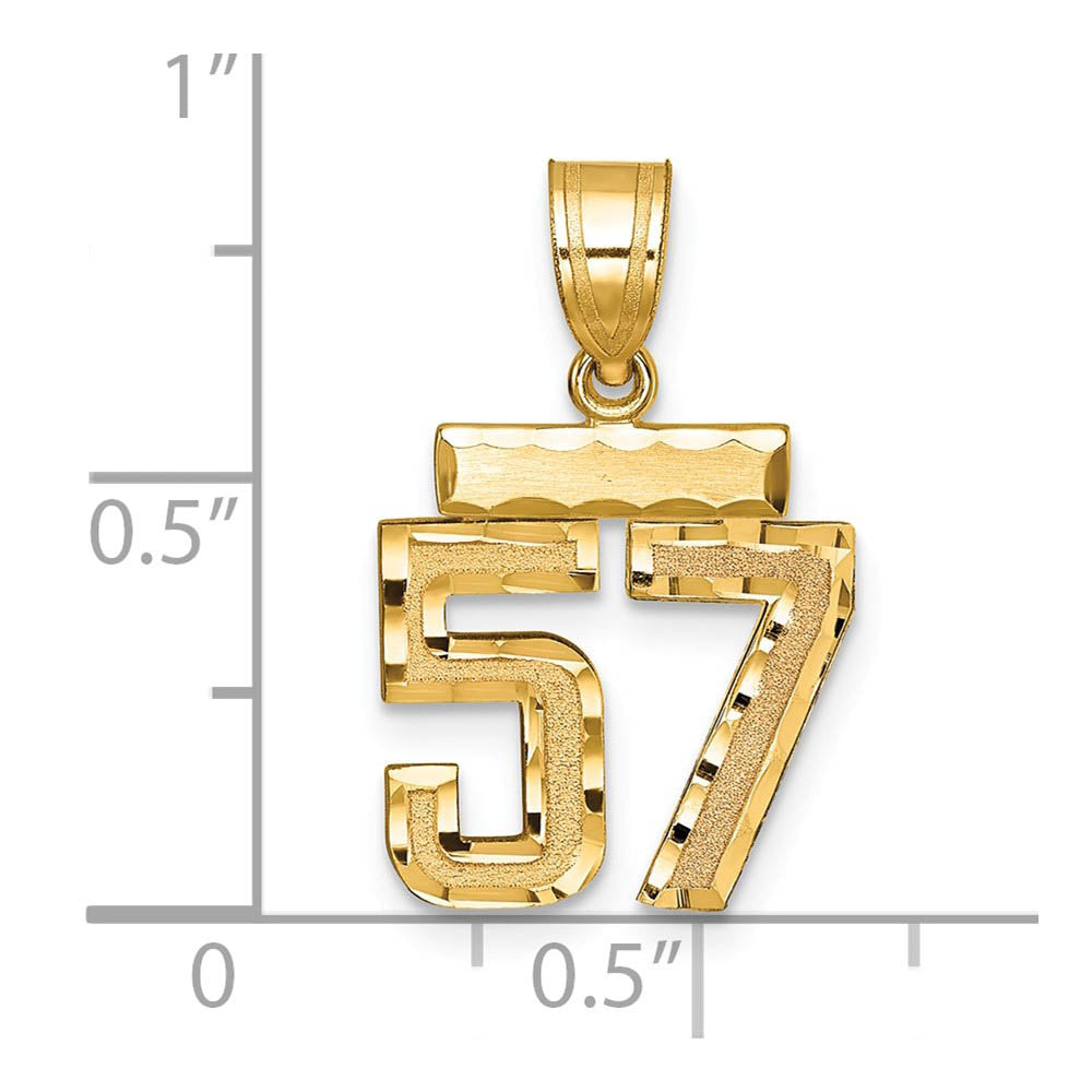 Alternate view of the 14k Yellow Gold, Varsity Collection, Small D/C Pendant Number 57 by The Black Bow Jewelry Co.