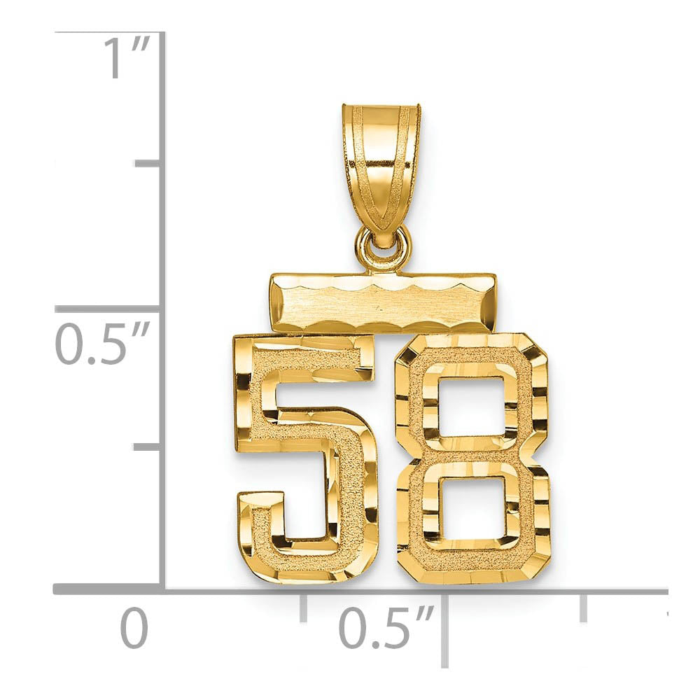 Alternate view of the 14k Yellow Gold, Varsity Collection, Small D/C Pendant Number 58 by The Black Bow Jewelry Co.