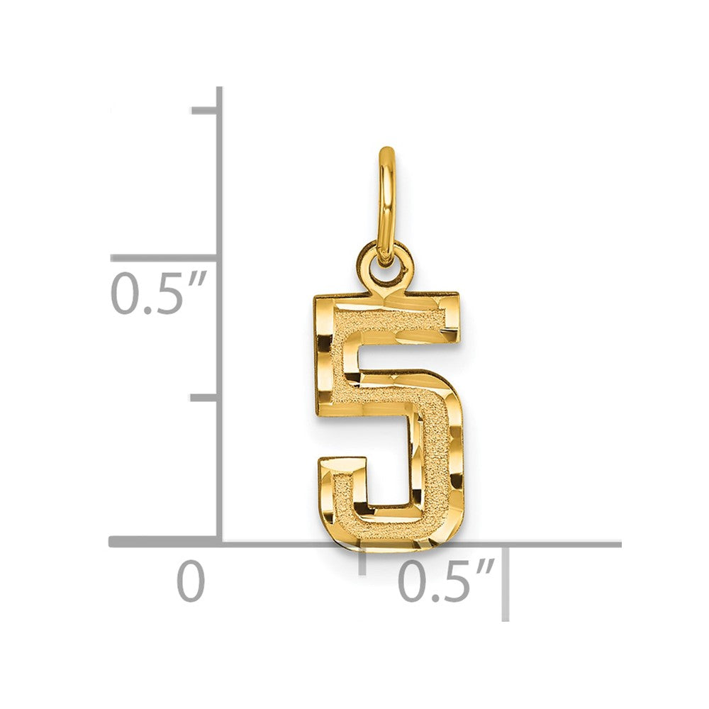Alternate view of the 14k Yellow Gold, Varsity Collection, Small D/C Pendant Number 5 by The Black Bow Jewelry Co.