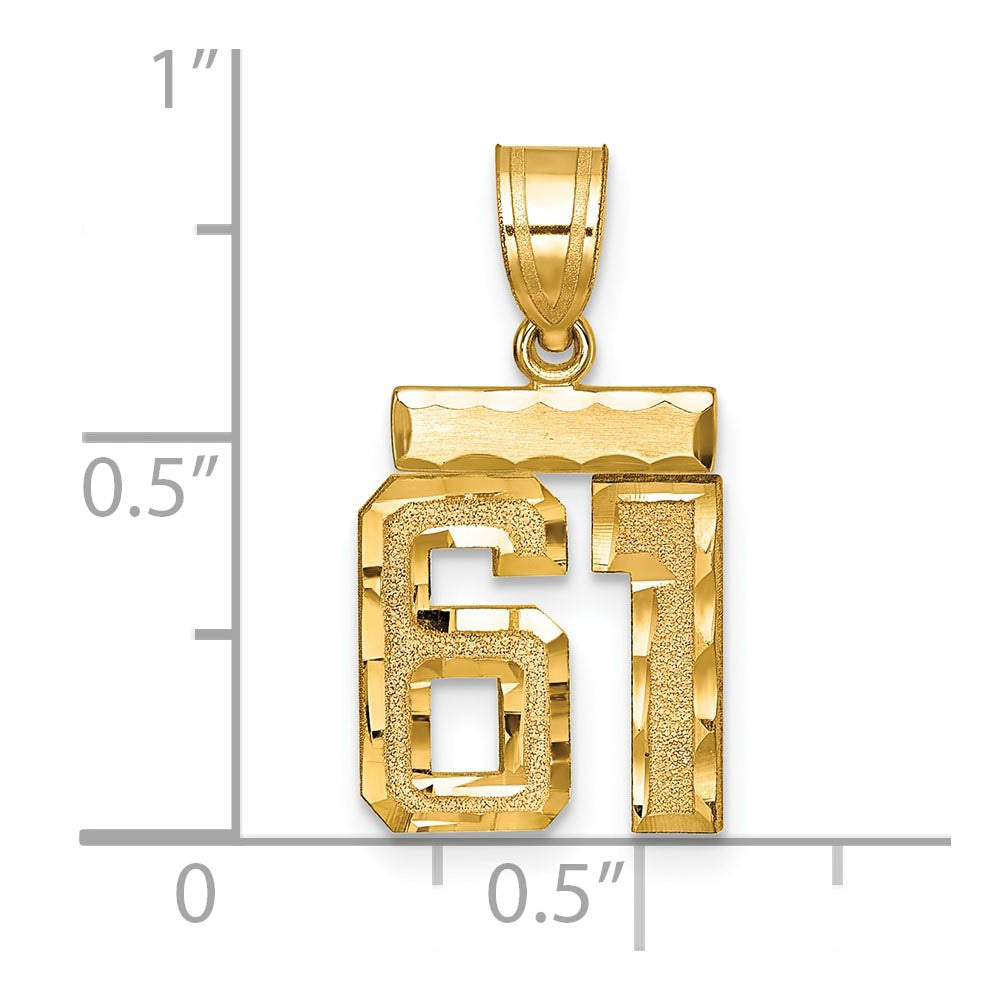 Alternate view of the 14k Yellow Gold, Varsity Collection, Small D/C Pendant Number 61 by The Black Bow Jewelry Co.