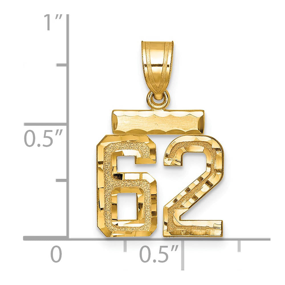 Alternate view of the 14k Yellow Gold, Varsity Collection, Small D/C Pendant Number 62 by The Black Bow Jewelry Co.