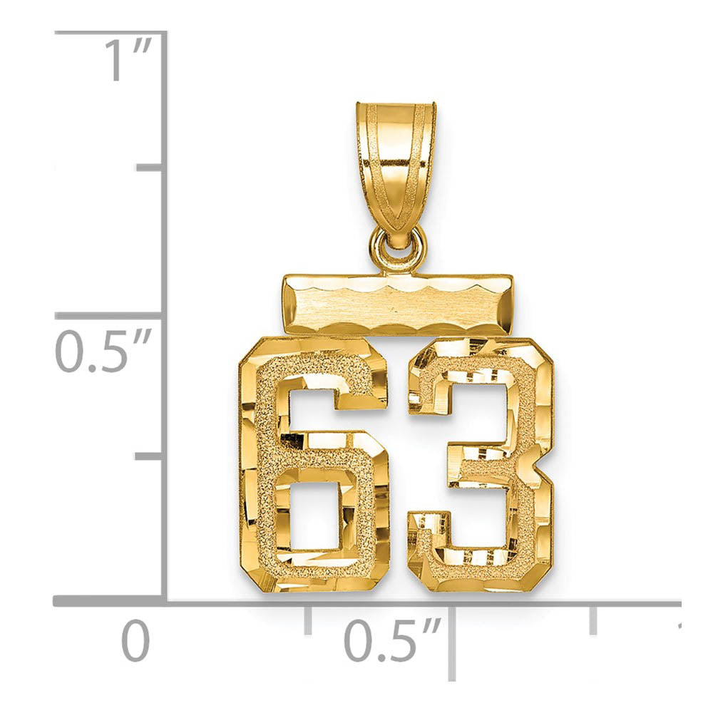 Alternate view of the 14k Yellow Gold, Varsity Collection, Small D/C Pendant Number 63 by The Black Bow Jewelry Co.