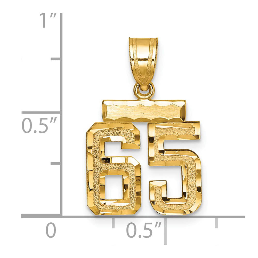 Alternate view of the 14k Yellow Gold, Varsity Collection, Small D/C Pendant Number 65 by The Black Bow Jewelry Co.