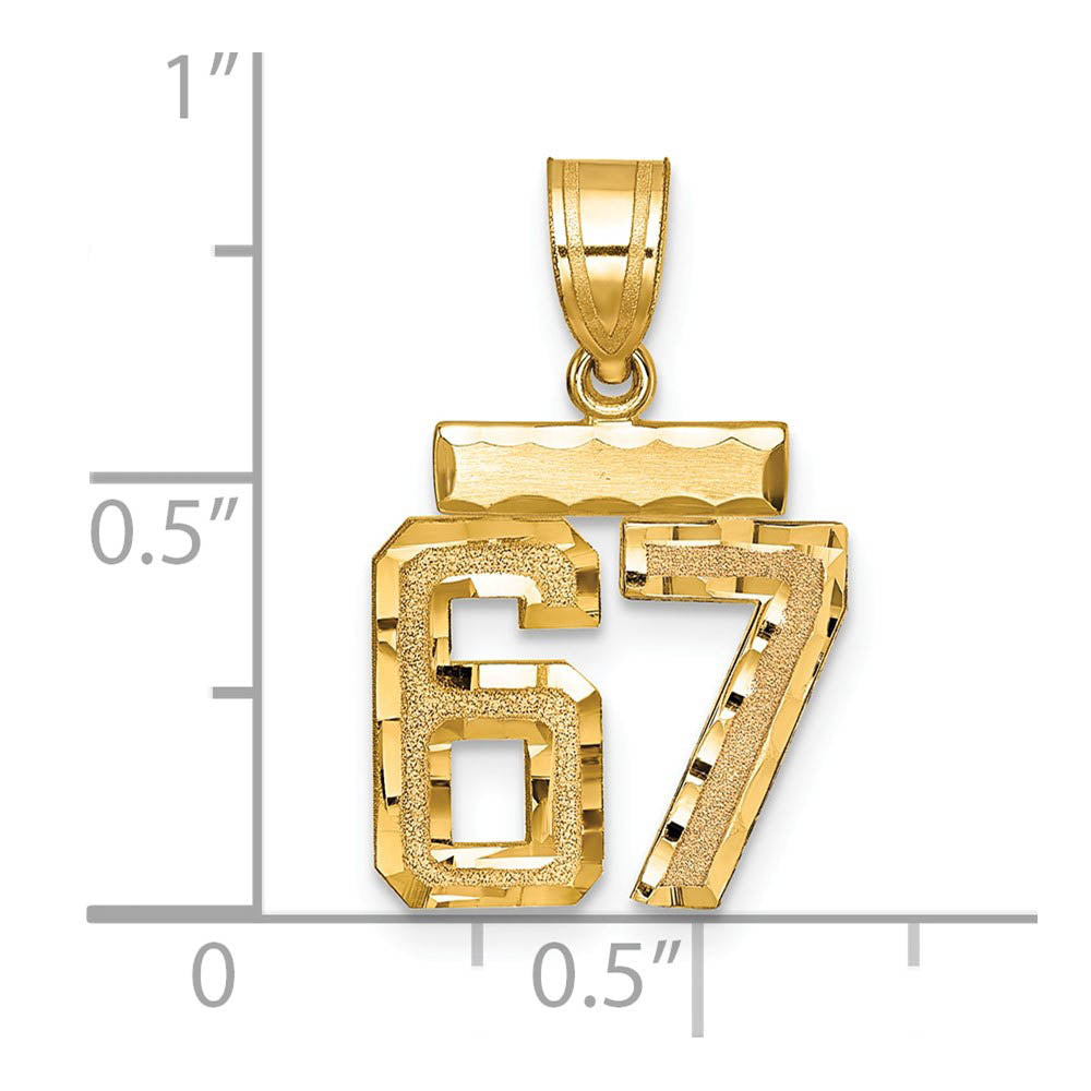 Alternate view of the 14k Yellow Gold, Varsity Collection, Small D/C Pendant Number 67 by The Black Bow Jewelry Co.