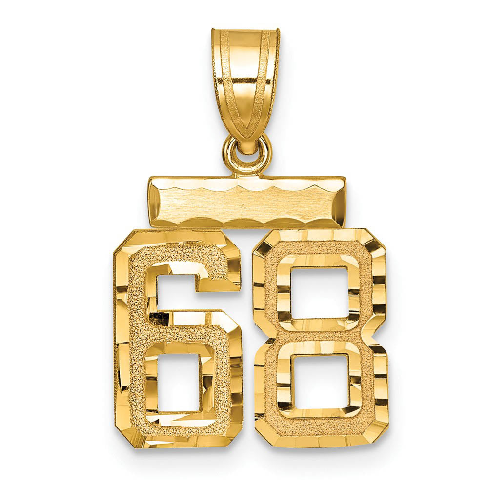 14k Yellow Gold, Varsity Collection, Small D/C Pendant Number 68, Item P10408-68 by The Black Bow Jewelry Co.