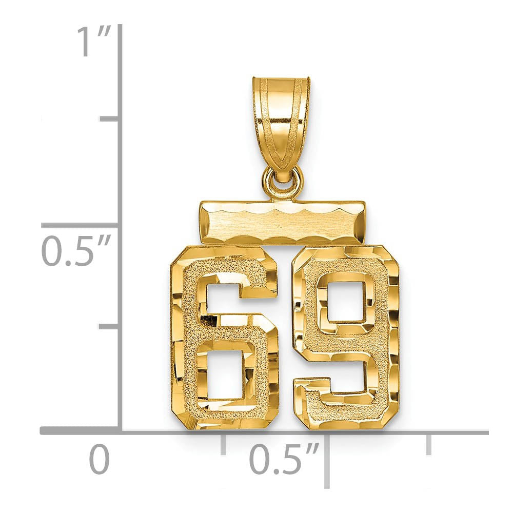 Alternate view of the 14k Yellow Gold, Varsity Collection, Small D/C Pendant Number 69 by The Black Bow Jewelry Co.