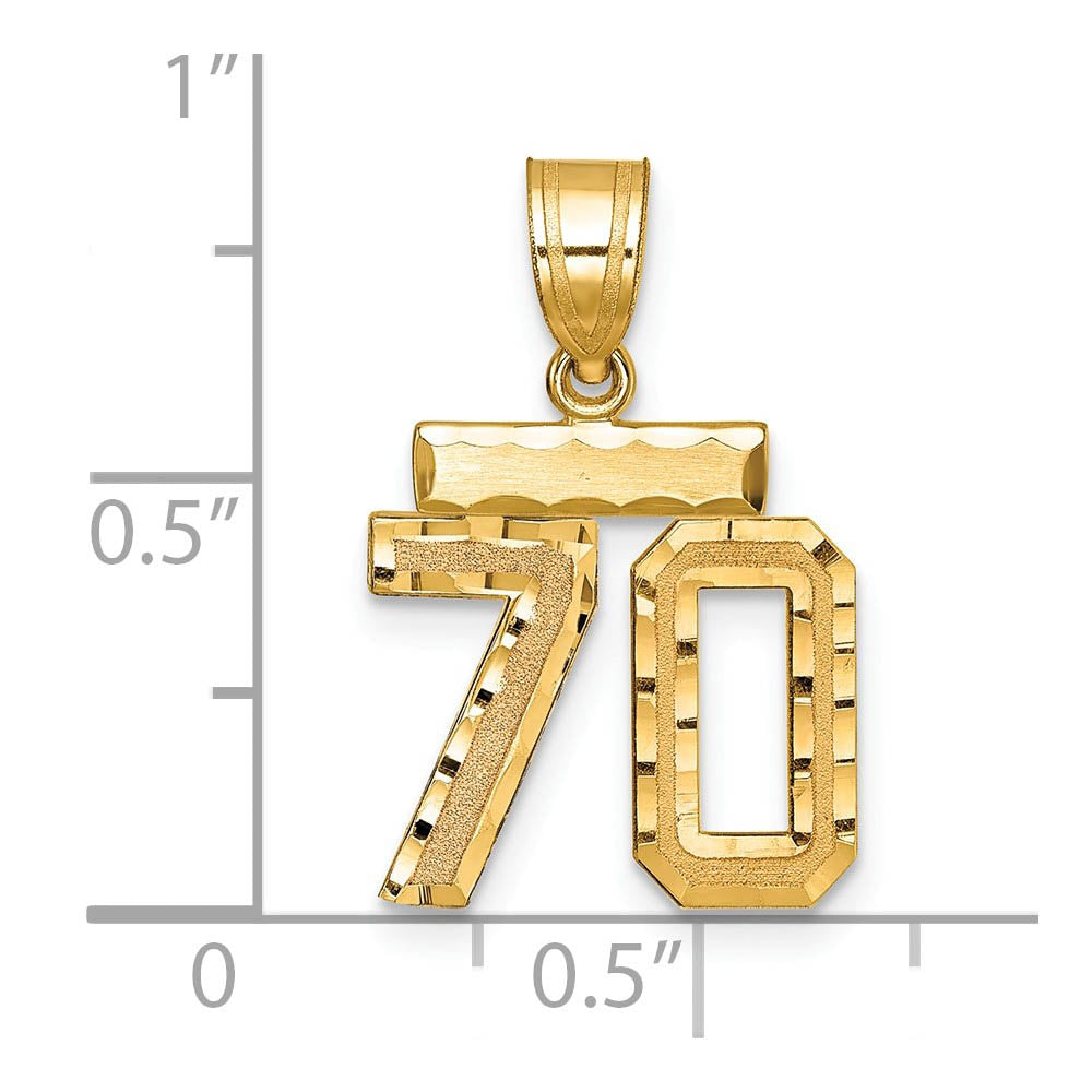 Alternate view of the 14k Yellow Gold, Varsity Collection, Small D/C Pendant Number 70 by The Black Bow Jewelry Co.