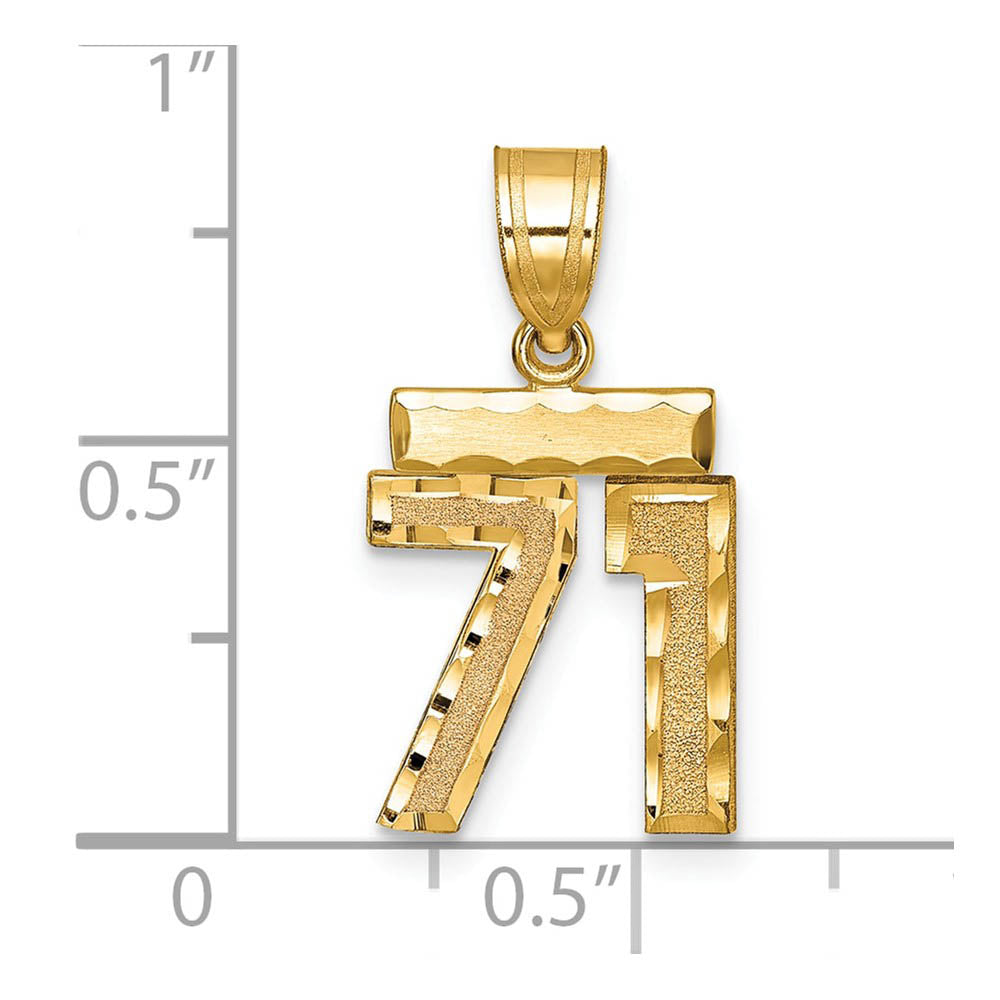 Alternate view of the 14k Yellow Gold, Varsity Collection, Small D/C Pendant Number 71 by The Black Bow Jewelry Co.