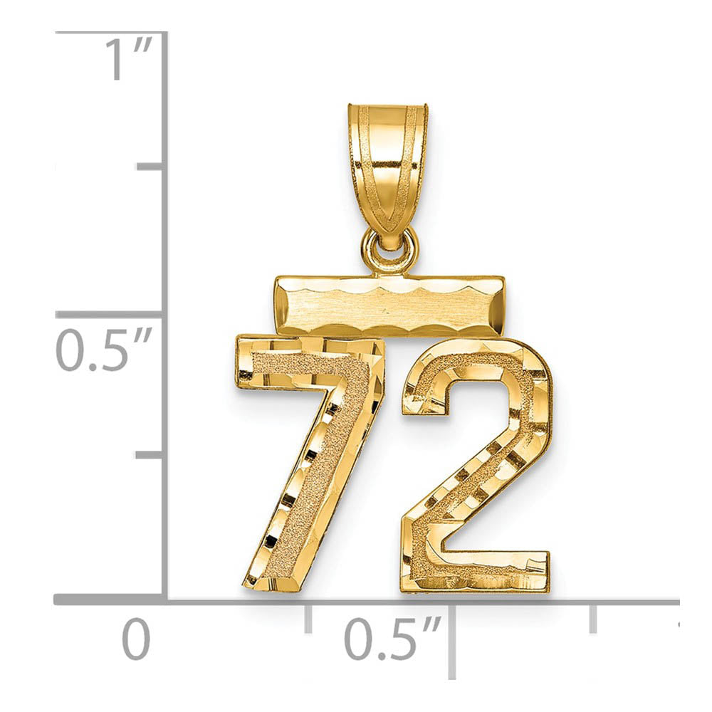 Alternate view of the 14k Yellow Gold, Varsity Collection, Small D/C Pendant Number 72 by The Black Bow Jewelry Co.