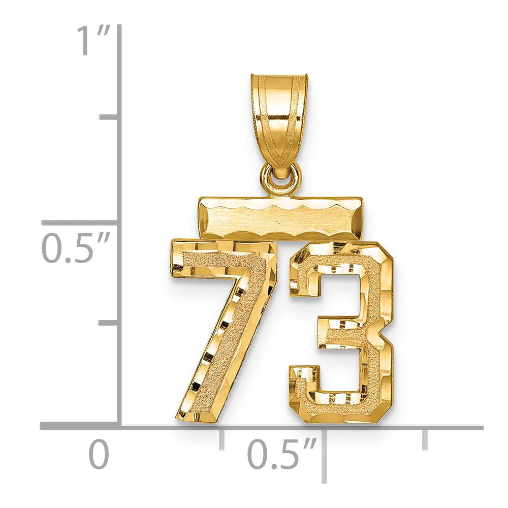 Alternate view of the 14k Yellow Gold, Varsity Collection, Small D/C Pendant Number 73 by The Black Bow Jewelry Co.