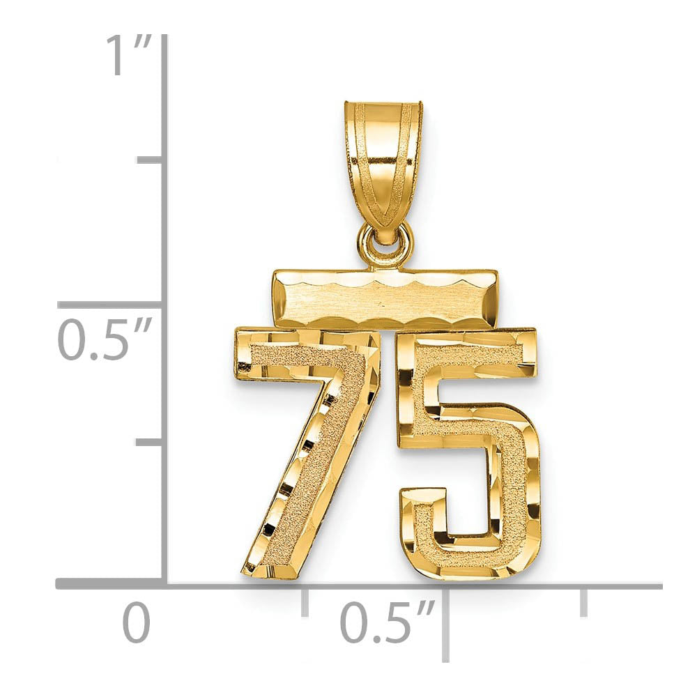 Alternate view of the 14k Yellow Gold, Varsity Collection, Small D/C Pendant Number 75 by The Black Bow Jewelry Co.
