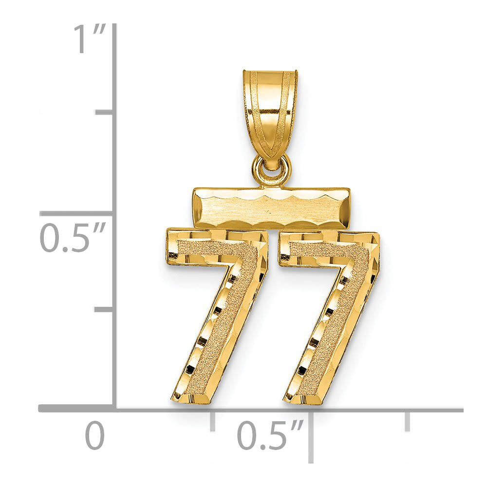 Alternate view of the 14k Yellow Gold, Varsity Collection, Small D/C Pendant Number 77 by The Black Bow Jewelry Co.
