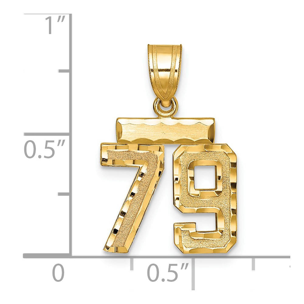 Alternate view of the 14k Yellow Gold, Varsity Collection, Small D/C Pendant Number 79 by The Black Bow Jewelry Co.