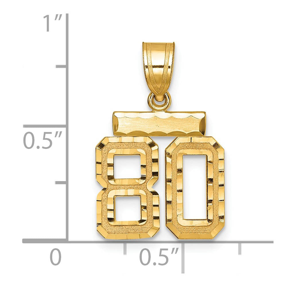 Alternate view of the 14k Yellow Gold, Varsity Collection, Small D/C Pendant Number 80 by The Black Bow Jewelry Co.